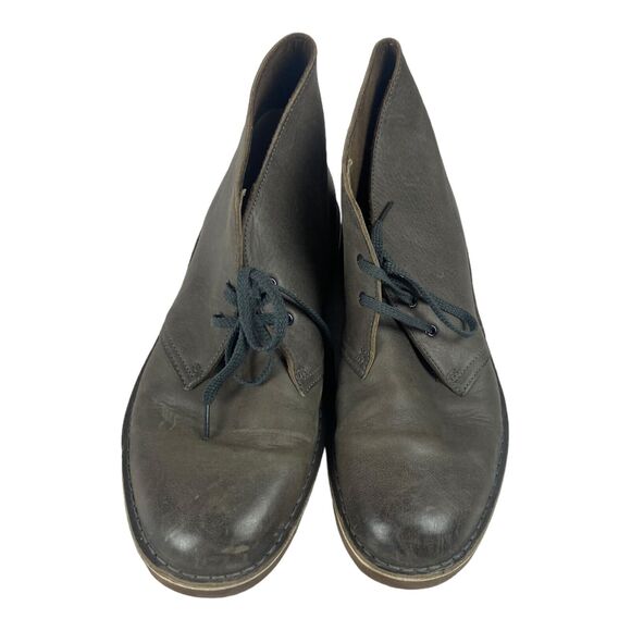 Clarks Mens Gray Leather Casual Lace Up Chukka Ankle Boots Size 10M - Picture 4 of 9
